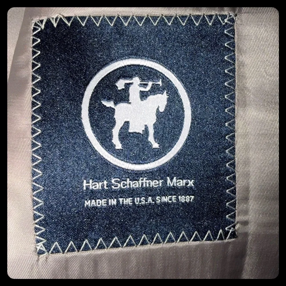 Hart Schaffner Marx Sport Coat Mens 42S Tan Houndstooth Blazer Professional